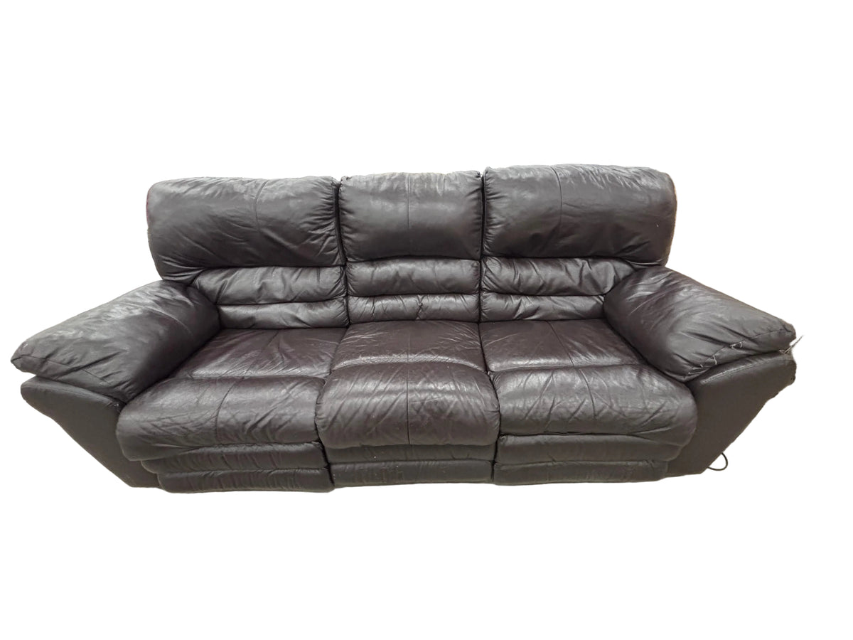 Plush Deep Brown Leather Dual Reclining Sofa