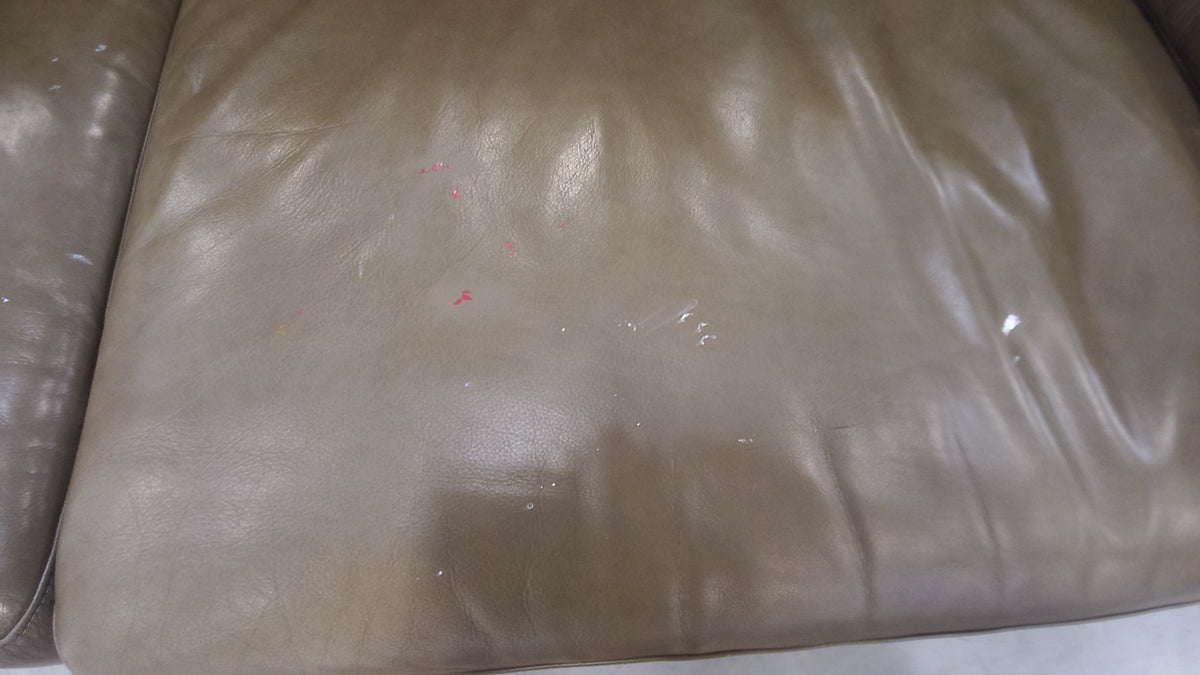 Green Leather Sofa (Stained)