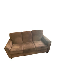 Brown Upholstered 3-Seater Sofa with Ottoman