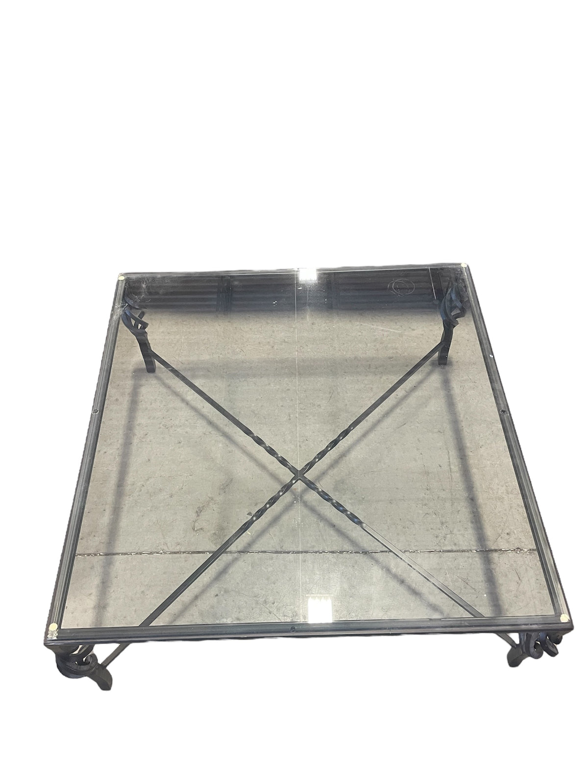 Glass Top Coffee Table with Iron Base