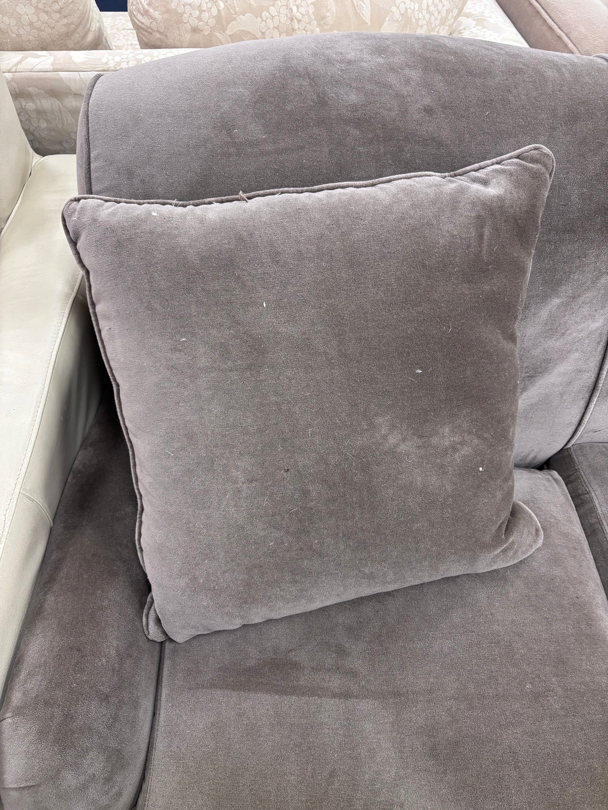 Grey Velvet 3-Seater Sofa