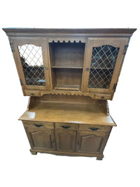 Wooden French Country Hutch with Glass Doors