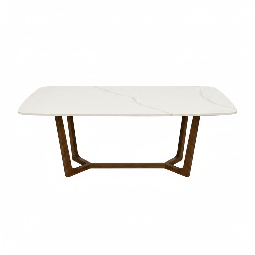 Modern Contemporary White Marble Quartz Top Dining Table