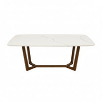 Modern Contemporary White Marble Quartz Top Dining Table