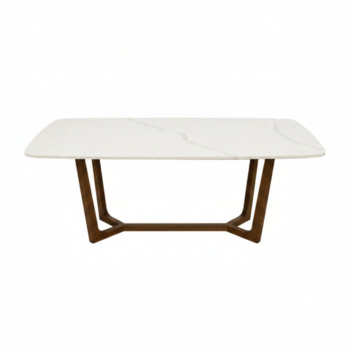 Modern Contemporary White Marble Quartz Top Dining Table