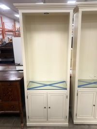 Off-White Wide Media Console w/ Cabinet Bookcase