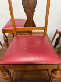 Vintage Honey Brown and Red Dining Table Set