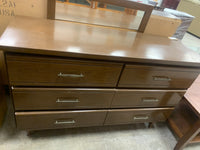 Retro 6 Drawer Dresser With Mirror
