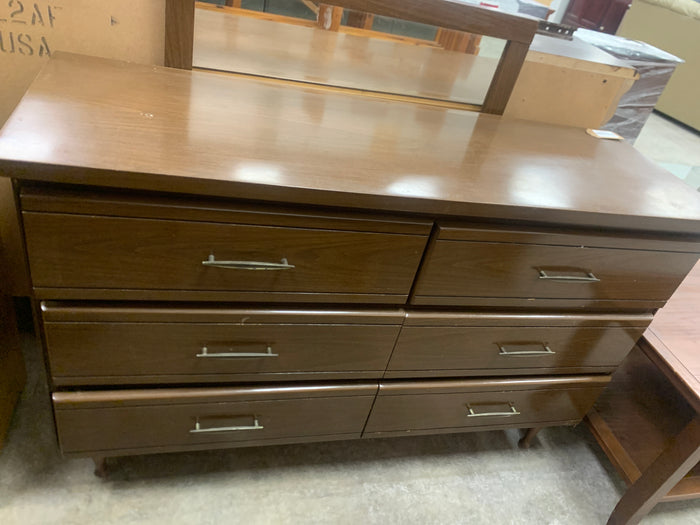 Retro 6 Drawer Dresser With Mirror
