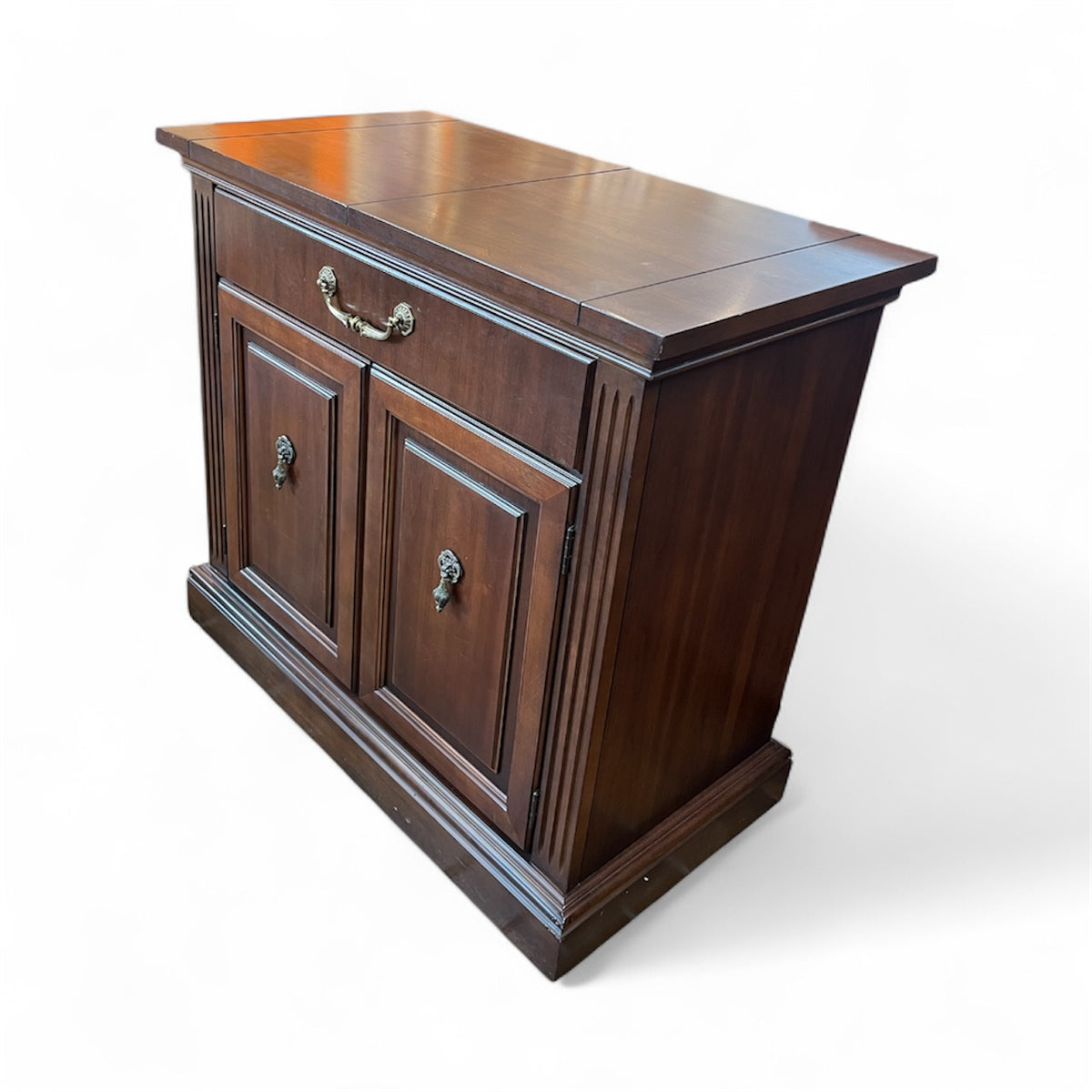 Expandable Bar Cabinet With Brass Hardware