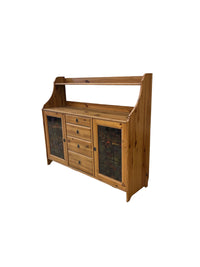Solid Pine Sideboard with Faux Stained Glass Panel Doors