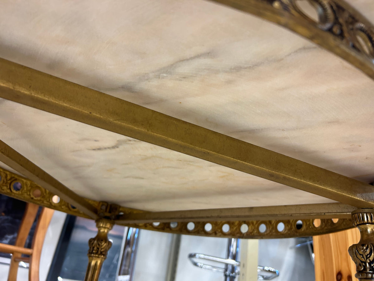 Louis XVI Style Marble Top and Brass Cocktail Table