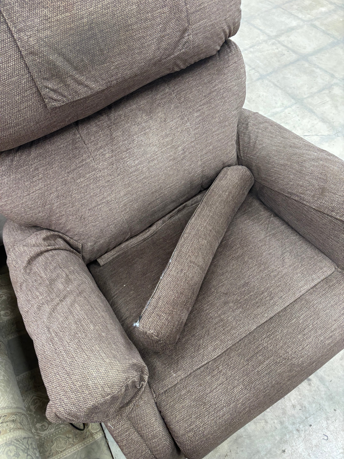 Brown Fabric Power Lift Recliner