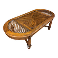 Oval Cane Mesh & Glass Top Coffee Table