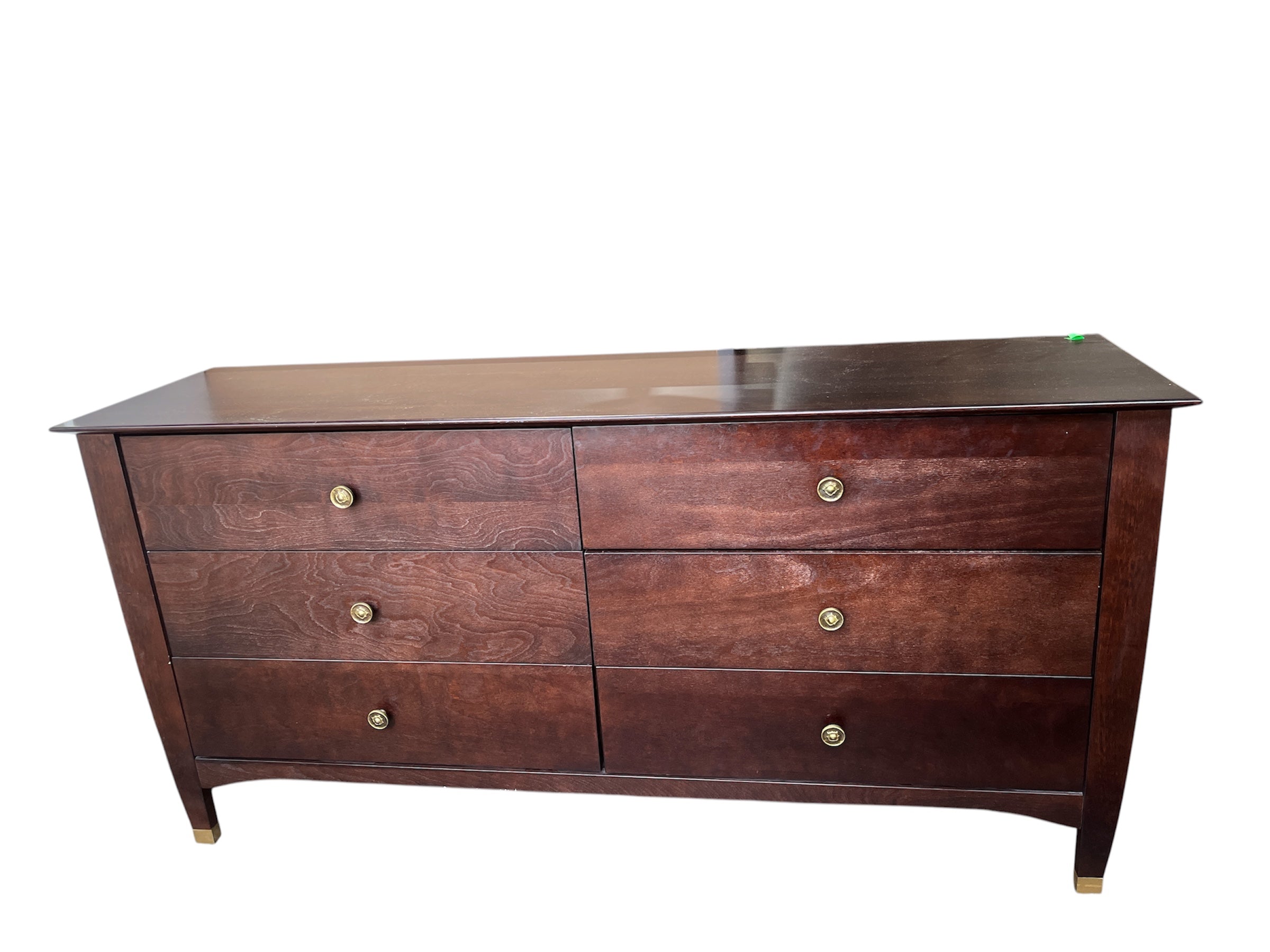 Dark Cherry 6 Drawer Dresser with Brass Hardware – Habitat ReStore GTA