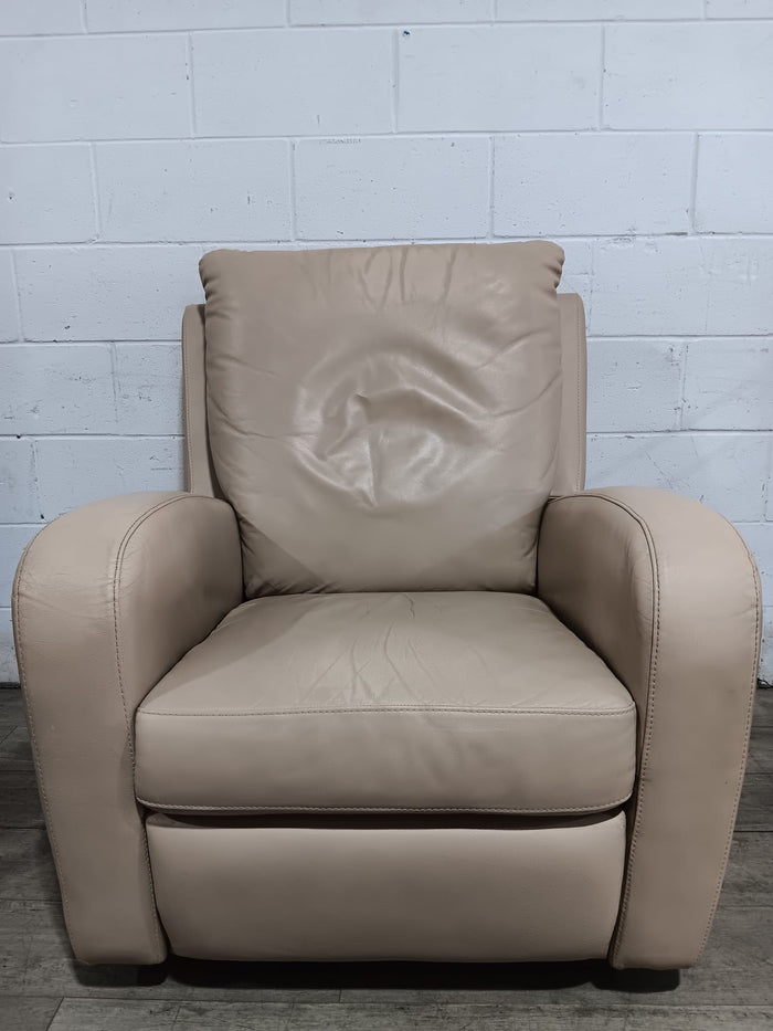 Swirled Beige Leather Sofa