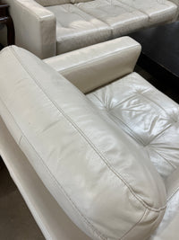 35"W Off White Leather Armchair