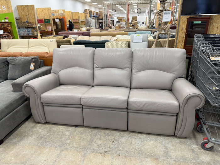 Light Grey 3-Seater Leather Sofa