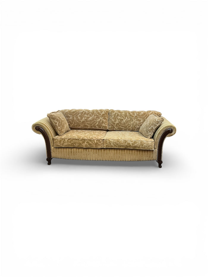 Beige Damask Upholstered Loveseat