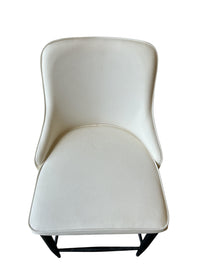 Faux Leather White Bar Stool w/ Black Frame
