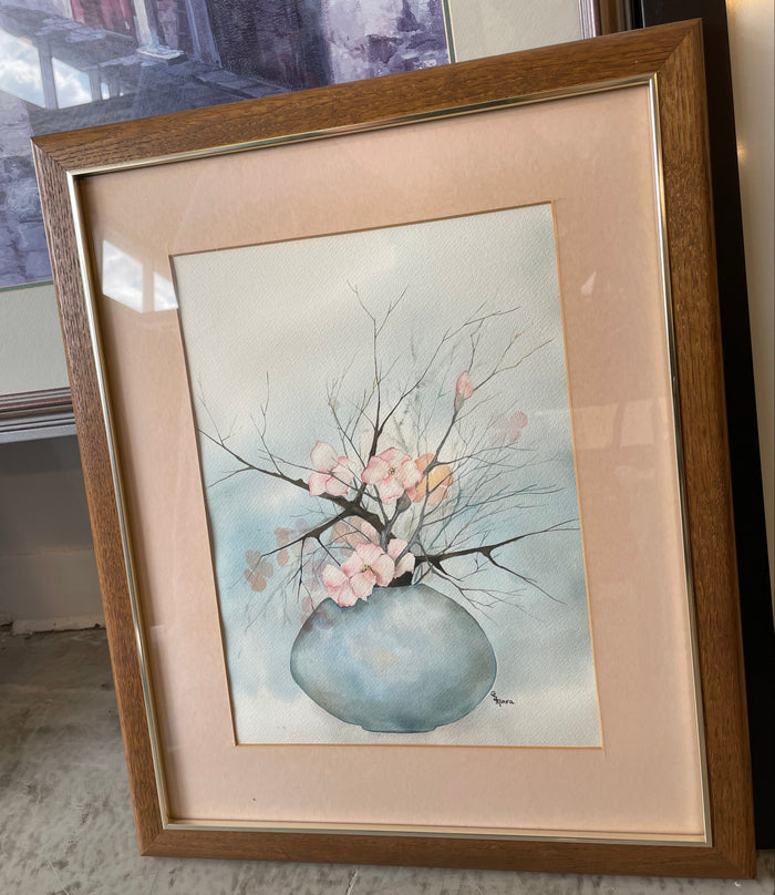 Artwork - Original Watercolour by Lily Mimra - Blue Vase White Blooms