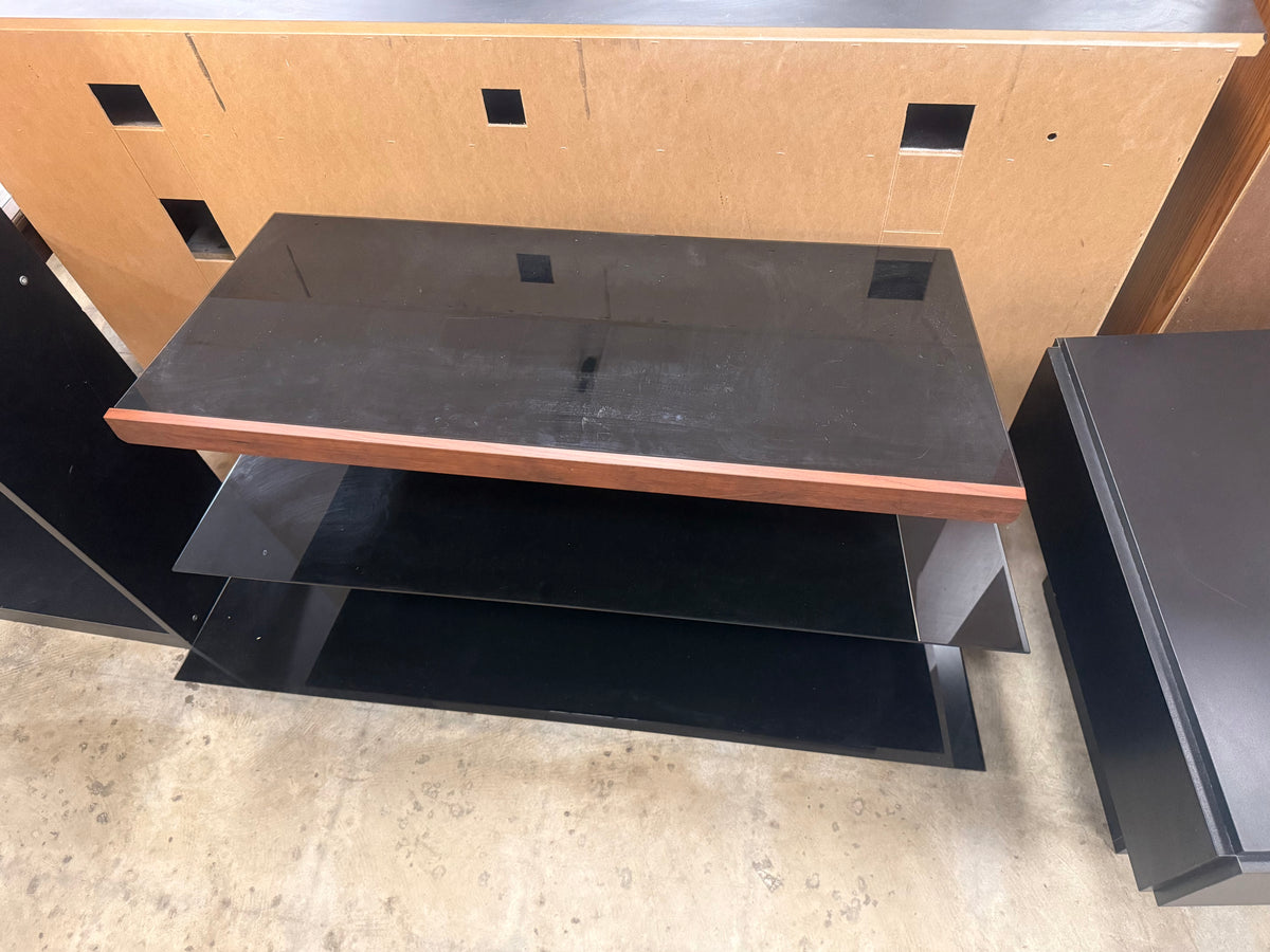 Modern 3-Tiered Black Glass TV Stand