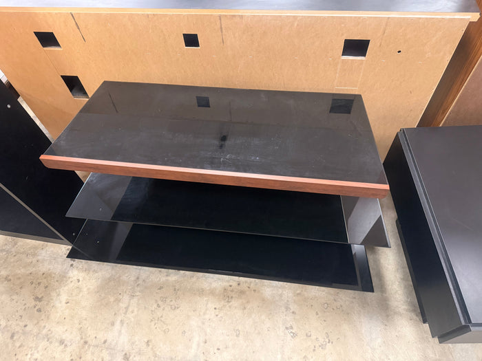 Modern 3-Tiered Black Glass TV Stand
