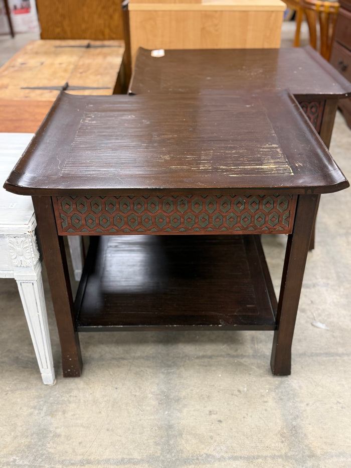 Dark Coffee Brown Geometric Side Table