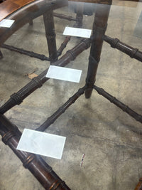 Vintage Side Table with Faux Bamboo and Dark Wood Frame