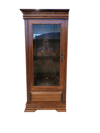 Brown LH Wooden Cabinet with Glass Shelves