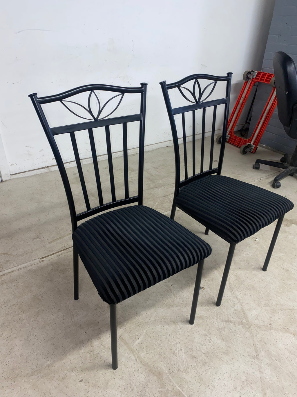 Set of 2 Black Striped Chairs