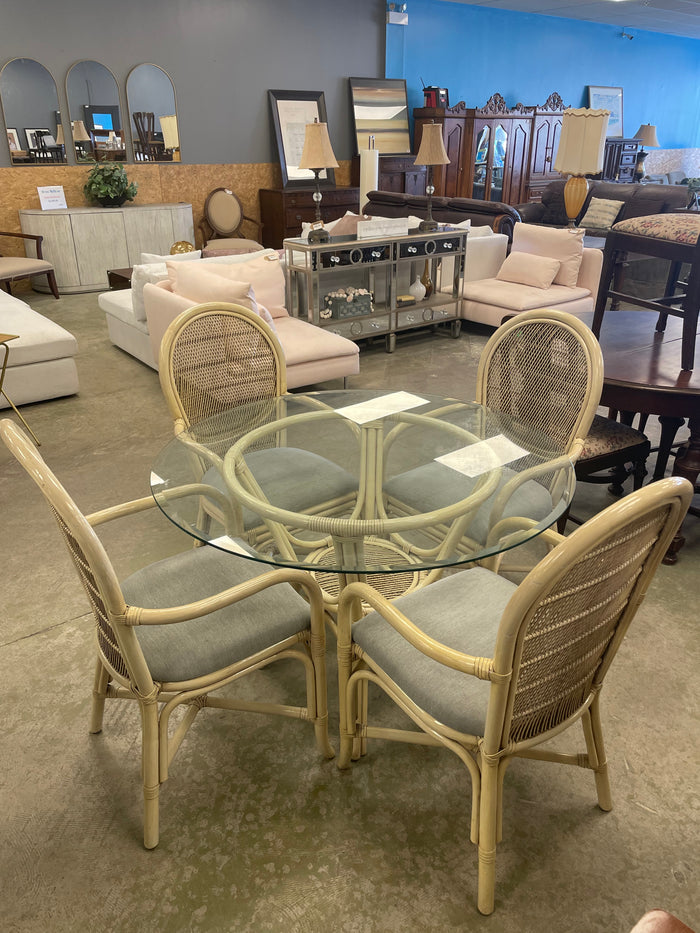 Glass Dining Table Set with 4Chairs