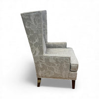 Grey High Back Wing Back Arm Chair