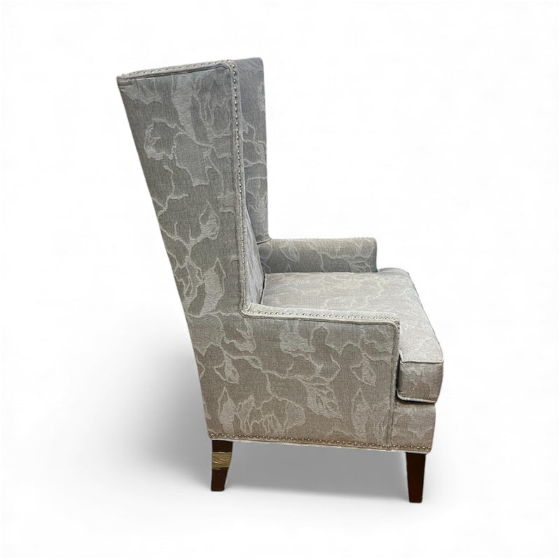 Grey High Back Wing Back Arm Chair