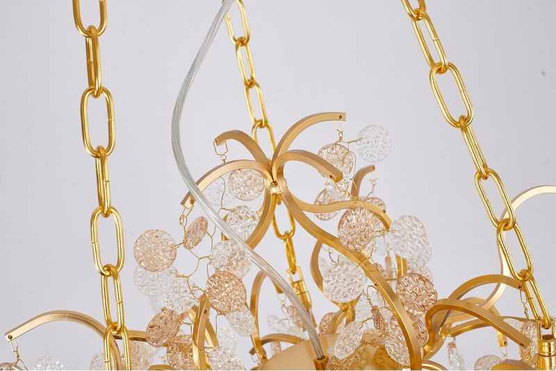 10-Light Gold Chandelier w/Clear and Champagne Glass