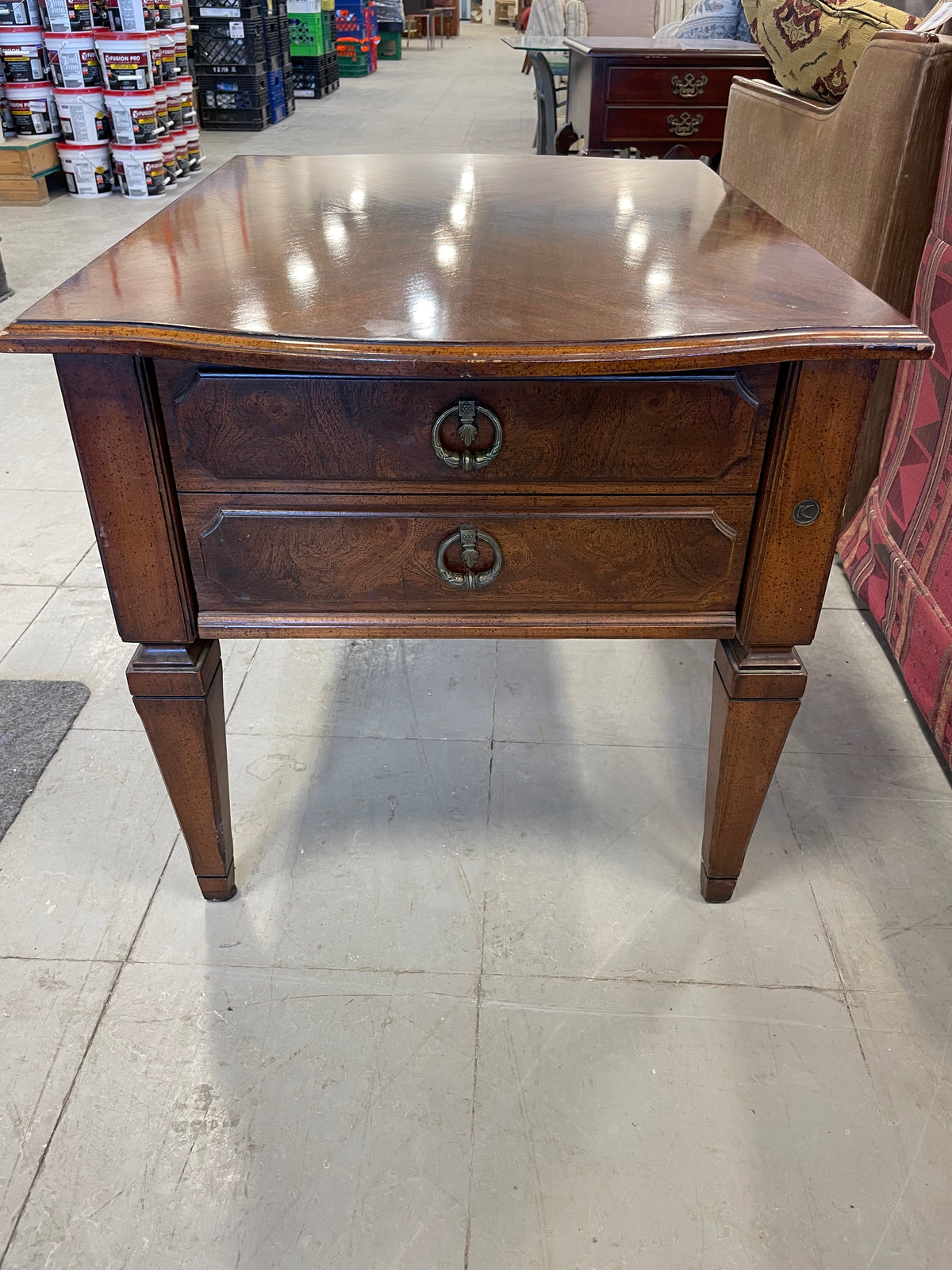 Woodgrain Side Table with One Drawer