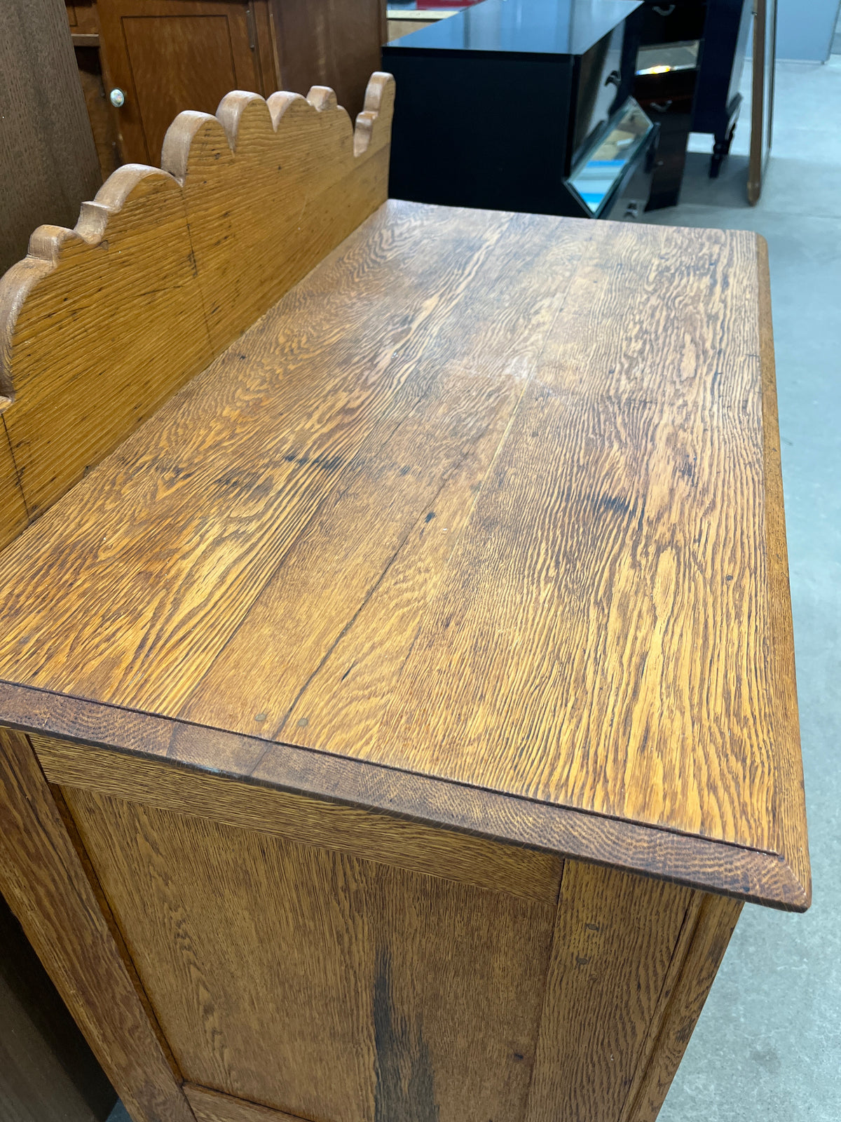 34"W Antique Solid Wood Sideboard
