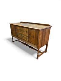 Solid Wood Side Board with Geometric Inlay