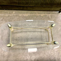 52-Inch W Vintage Italian Coffee Table – Glass Top with Brass Frame