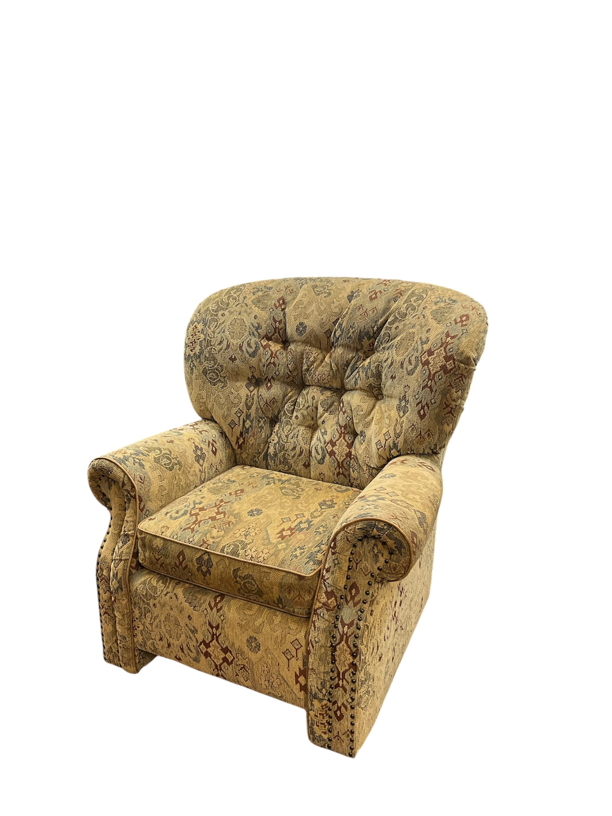 Patterned Armchair With Tufted Back
