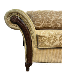 Beige Damask Upholstered Loveseat