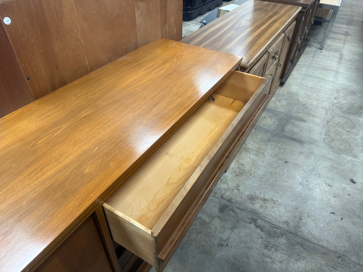 Mid-Century Modern Hardwood 6 Drawer Lowboy Dresser
