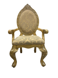 Ornate light-gold Finish Wood Dining Set With 6 Chairs