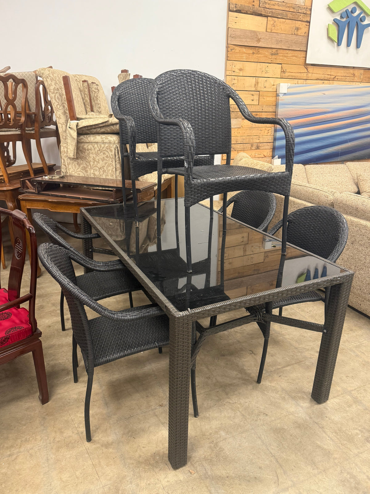 Black Resin Wicker Patio Dining Set