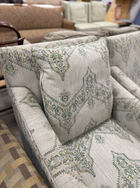 Teal and Light Green Paisley Styled Armchair