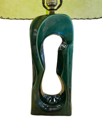 Vintage Mid-Century Modern Ceramic Table Lamp – Chartreuse & Emerald Green