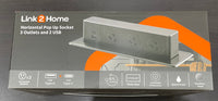 Link2Home Horizontal Pop Up Socket - 3 Outlets 2 USB