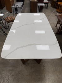 Modern Contemporary White Marble Quartz Top Dining Table