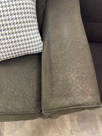 Olive Green Loveseat with Throw Pillows