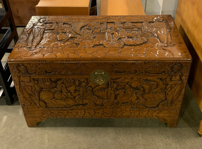 Antique Hand Carved Camphorwood Chest